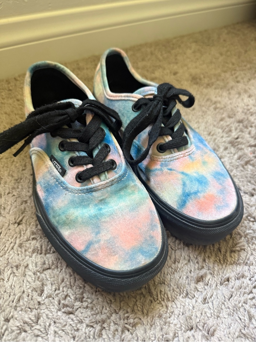 Vans Tie-Dye Canvas Low-Top Sneakers - Blue, Pink, Peach
